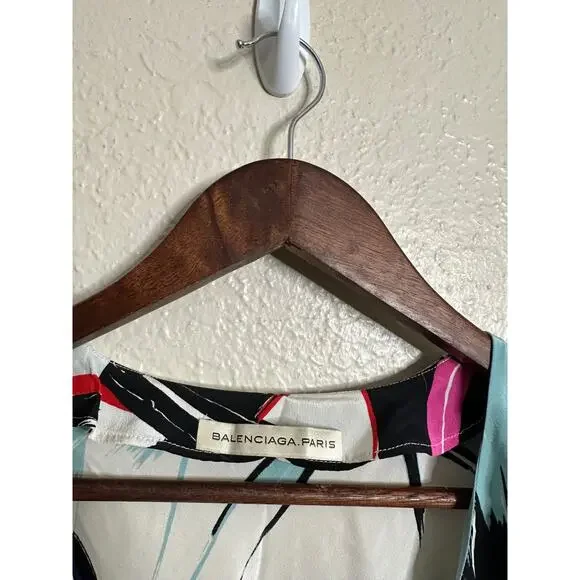 Balenciaga Multicolor Abstract Brushstroke Print Shift Dress Womans 36/ US Small - Picture 9 of 10